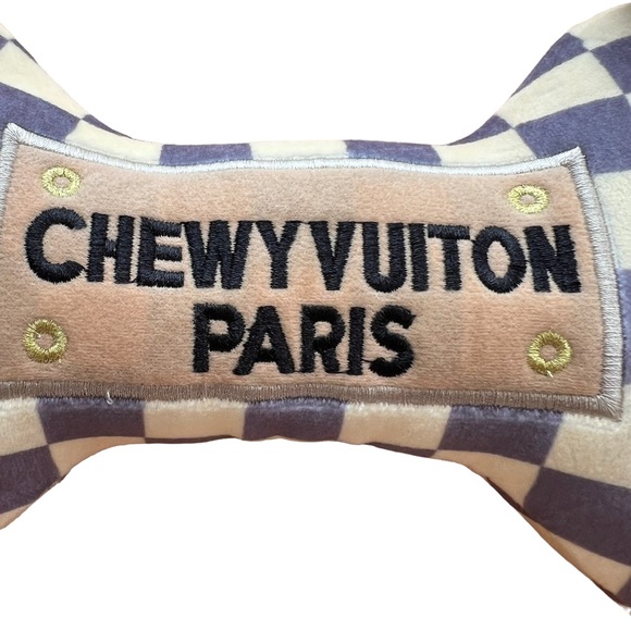Dog Diggin Designs Toy w/Squeaker - Chewy Vuiton Cream/Grey Size LARGE! New - Picture 2 of 16